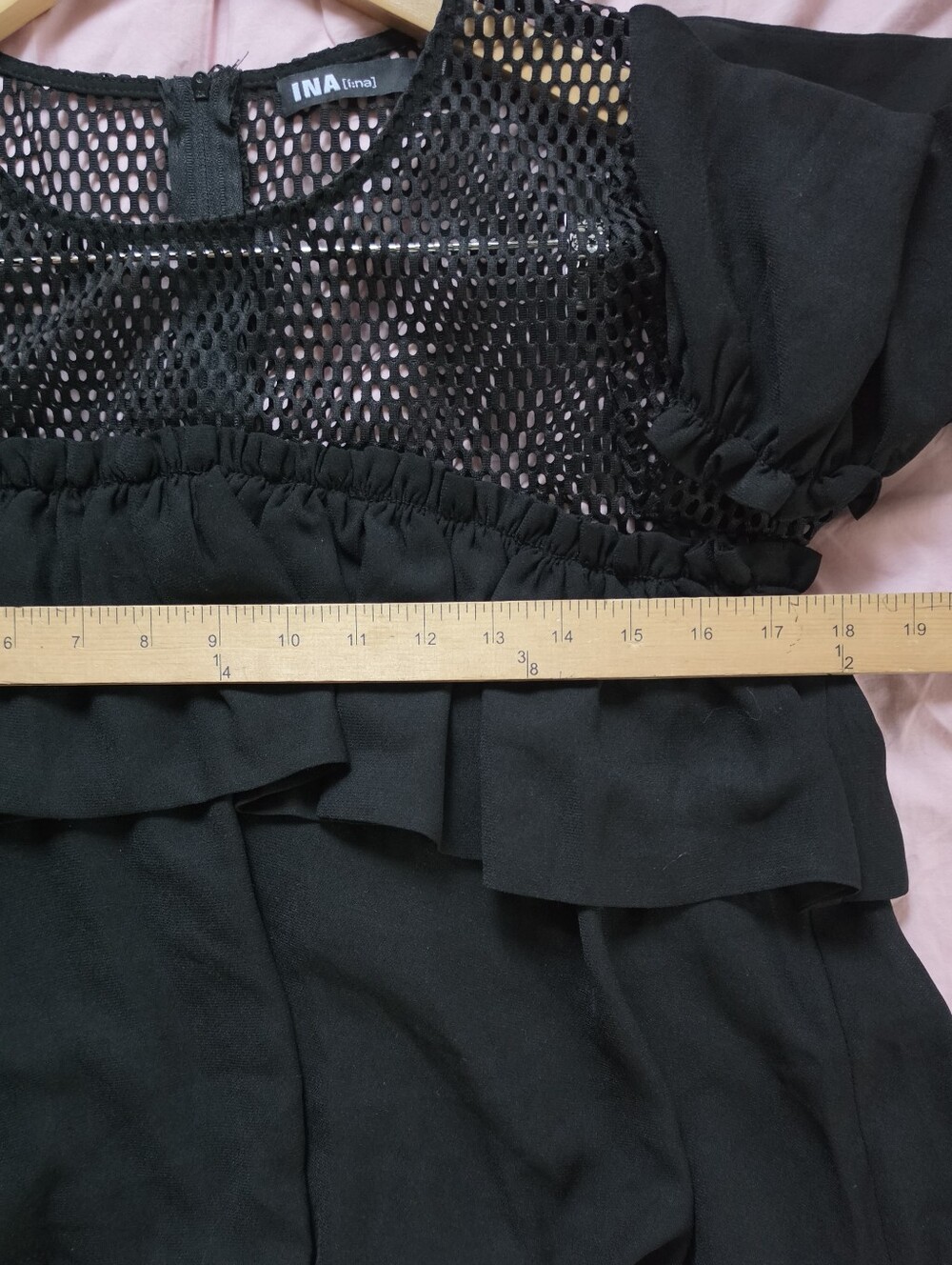 Ina Black Mesh Ruffle Top - Picture 4 of 5